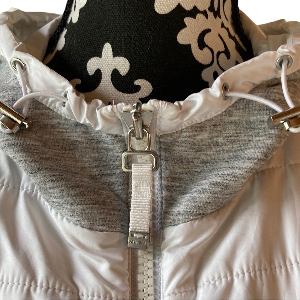 Athleta Womens Gray White Hybrid Quilted Full Zip Hoodie Jacket Small - Picture 3 of 8